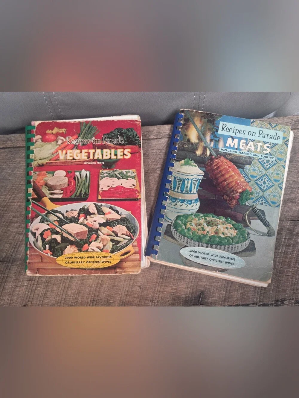 Lot of 2 Vintage 60's Spiral Military Wives Recipe Cook Books ~ Bin 1B